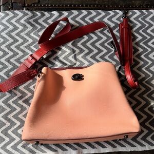 Coach Willow Bucket Crossbody in Peach/red